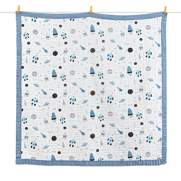 New Jay & Ava Baby/Toddler Muslin 100% Cotton Blanket -  Blue Space - Picture 3 of 5